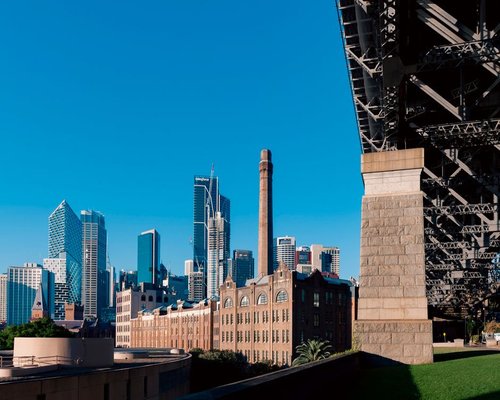 Sydney harbour view with modern structural urban elements